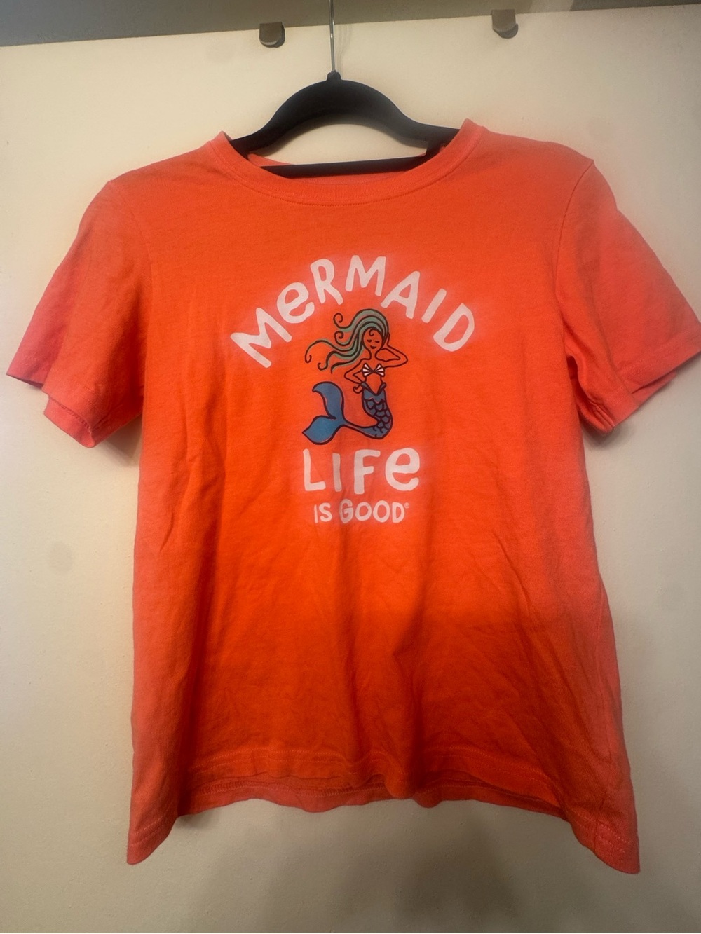 NWOT Life Is Good Orange Mermaid Graphic Tee, Kids XL